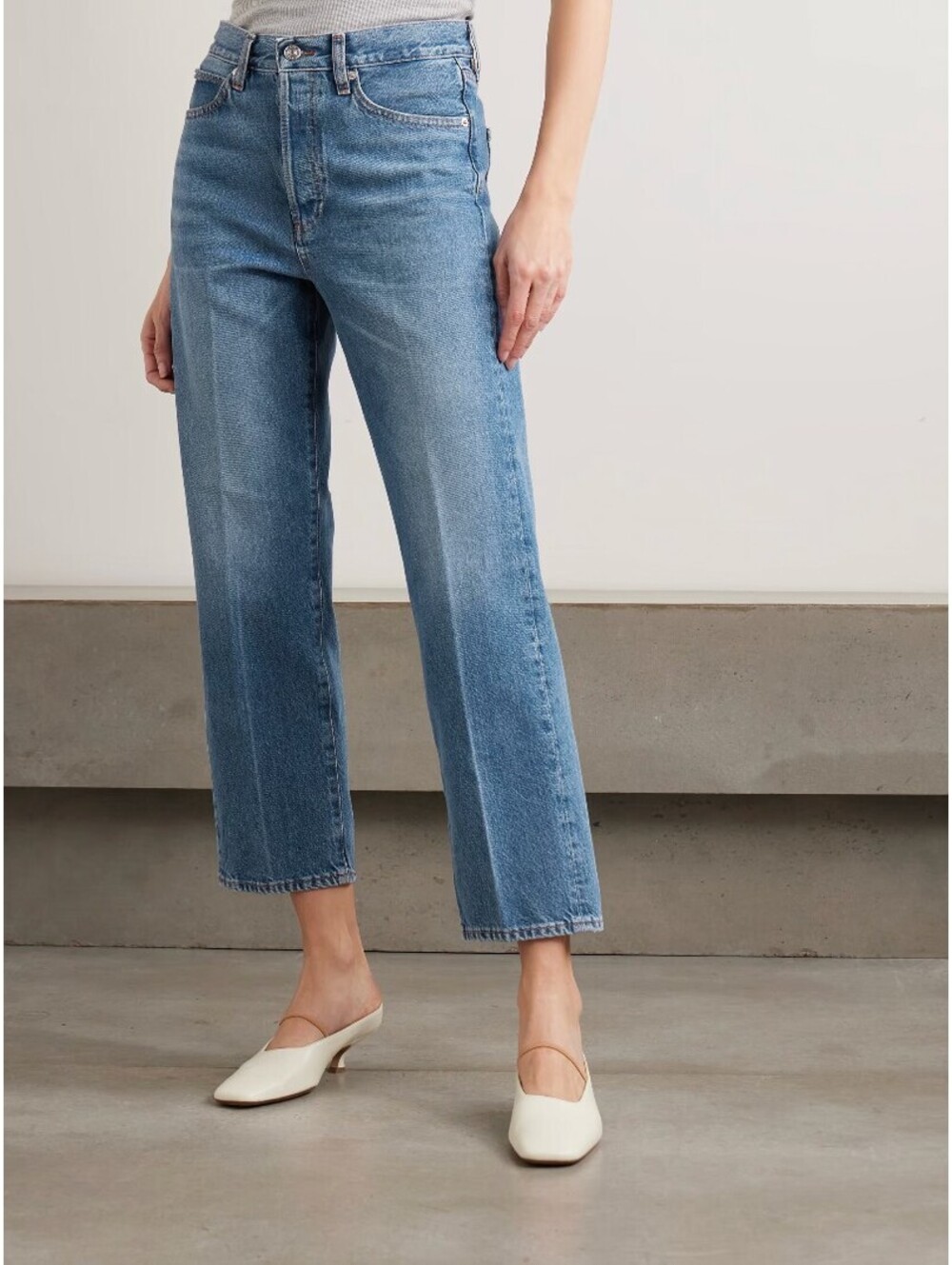 Frame Denim Light Blue Straight Crop Jeans